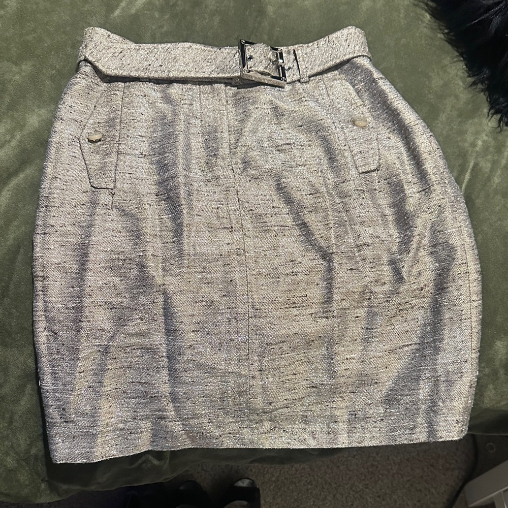 Tory Burch Silver Gold Pencil Skirt with Tory Burch Belt